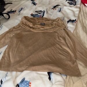 Sigrid Olsen Shimmering Gold Cowl Neck Sweater